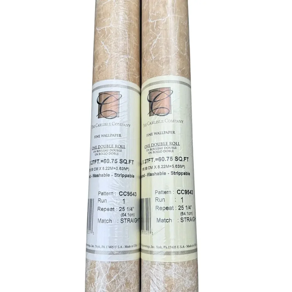 Carlisle Company Wallpaper Beige White Crackle Style CC9543 One Roll NEW 9 yards